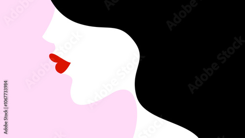 Black haired girl face in profile