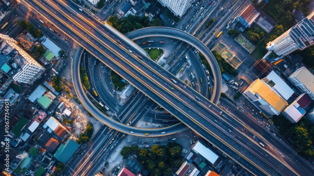Naklejka premium Aerial View of a City Highway Intersection