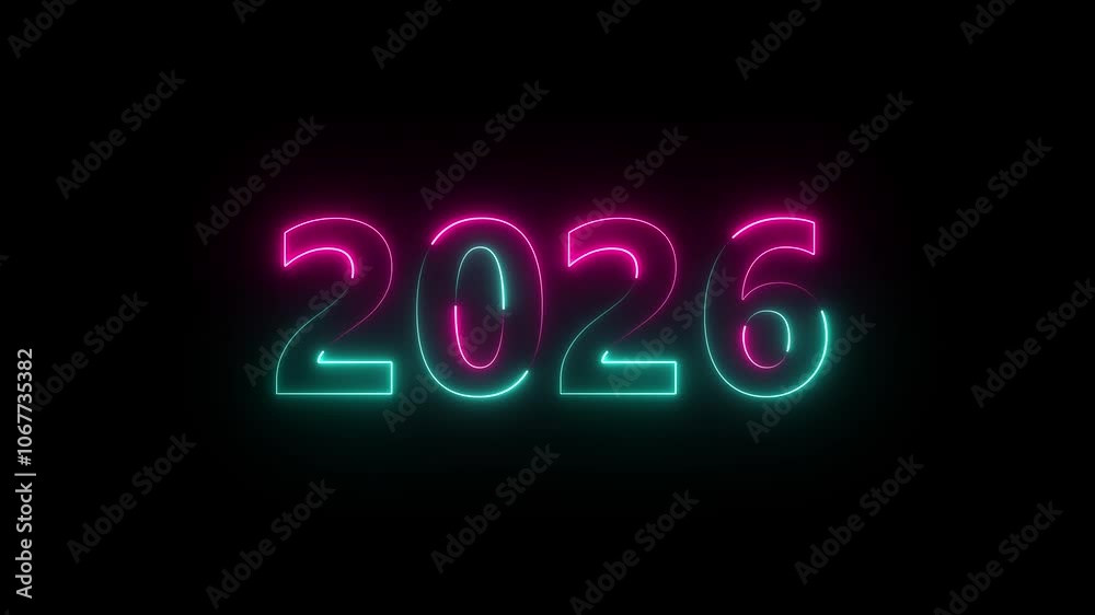 2026 number neon text background animation. 2026 Text Animation with neon and fire effect , Continuous seamless loop from 1 to 10 second Ideal for tech and cyberpunk-themed projects. 4k footage video 2026 number neon text background animation. 2026 Text Animation with neon and fire effect , Continuous seamless loop from 1 to 10 second Ideal for tech and cyberpunk-themed projects. 4k footage video