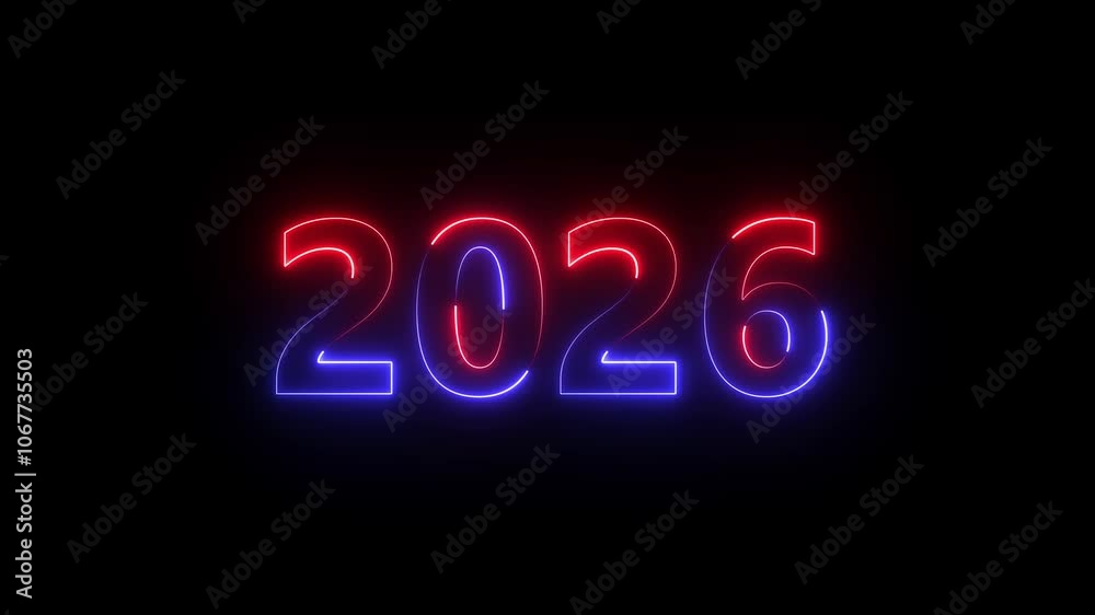 2026 number neon text background animation. 2026 Text Animation with neon and fire effect , Continuous seamless loop from 1 to 10 second Ideal for tech and cyberpunk-themed projects. 4k footage video 2026 number neon text background animation. 2026 Text Animation with neon and fire effect , Continuous seamless loop from 1 to 10 second Ideal for tech and cyberpunk-themed projects. 4k footage video