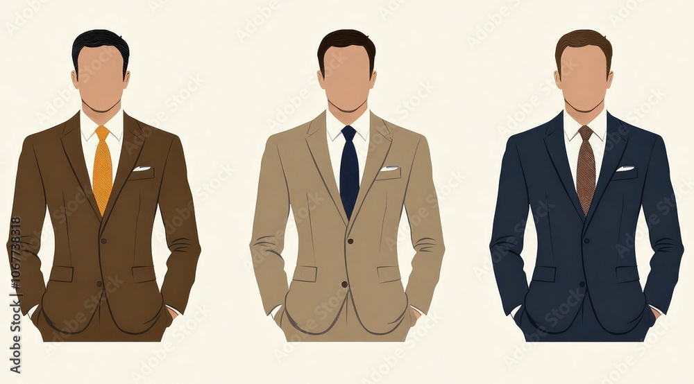 Set of Male Avatar Icons in Business Suits Set of Male Avatar Icons in Business Suits