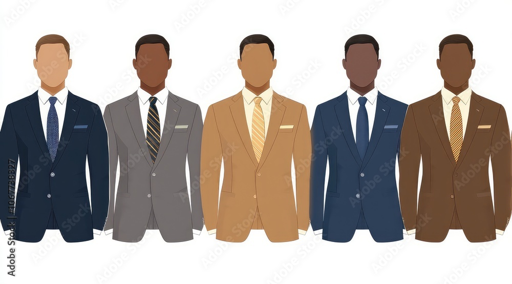 Set of Male Avatar Icons in Business Suits