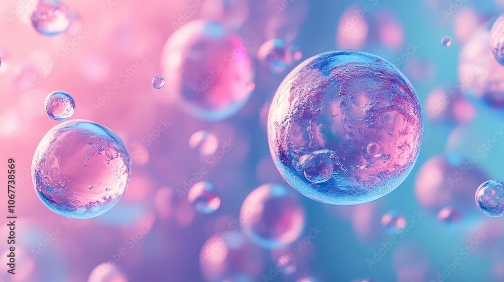 Abstract Blue and Pink Stem Cells on Gradient Background Abstract Blue and Pink Stem Cells on Gradient Background