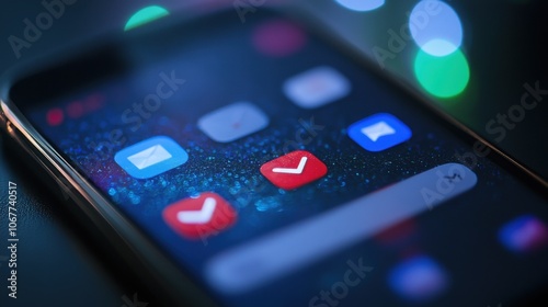 Close-up of email notifications on a smartphone