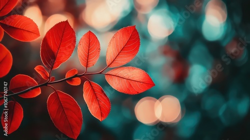 Wallpaper Mural Vibrant Red Leaves Against a Blurred Natural Backdrop Torontodigital.ca