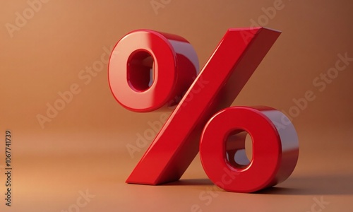 3D rendering large red percentage symbol