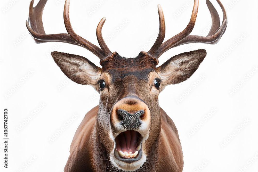 Naklejka premium Animal con sombrero de navidad enojado y sorprendido aislado sobre fondo png transparente con una expresión divertida y emocionada.