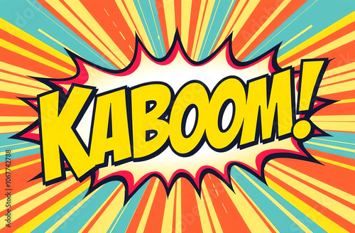 Kaboom! in colorful retro comic style, pop art style
