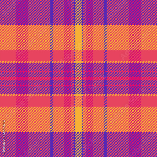 Wallpaper pattern background check, handsome vector textile texture. Day fabric plaid tartan seamless in red and indigo colors.