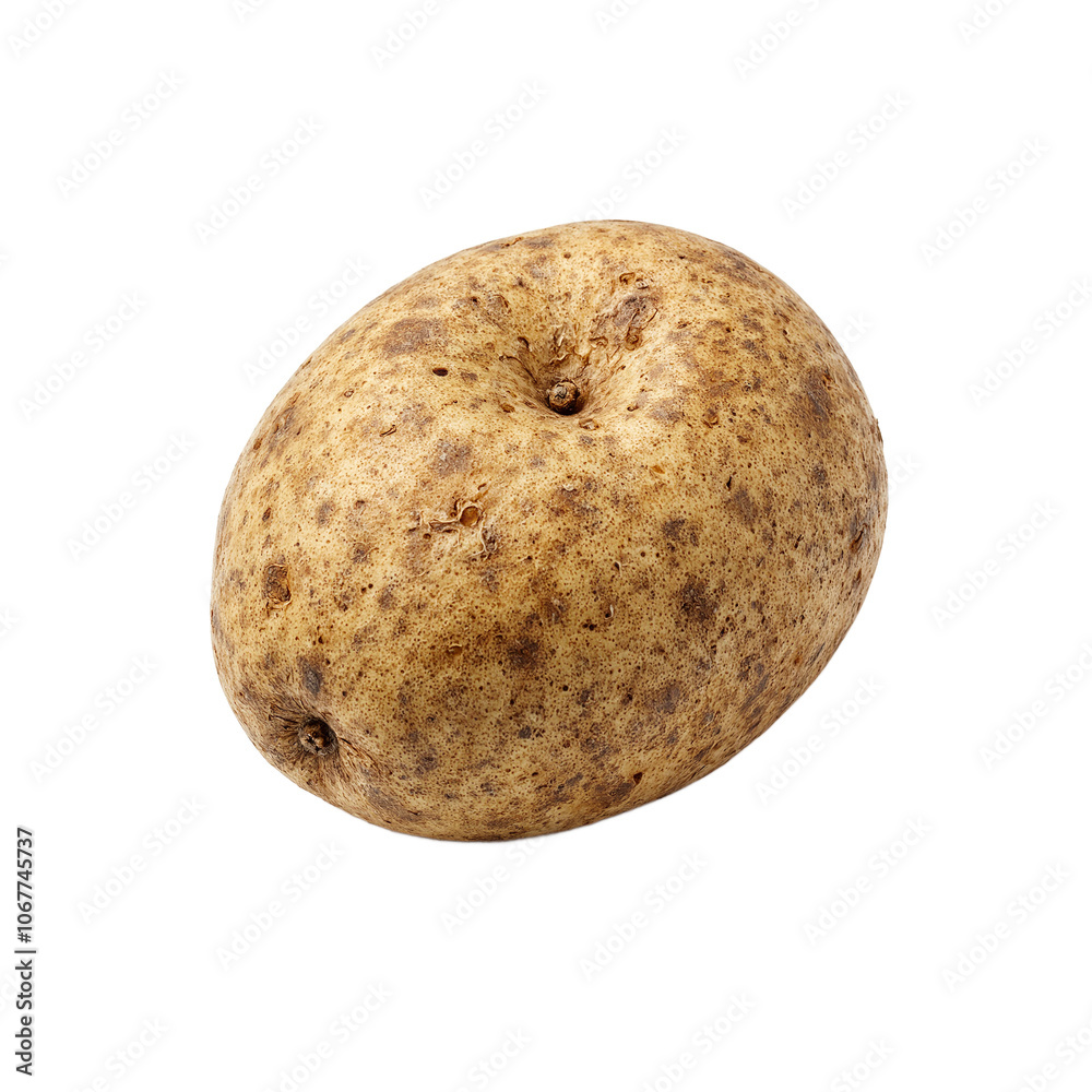 Fototapeta premium Rustic potato with textured skin on white background