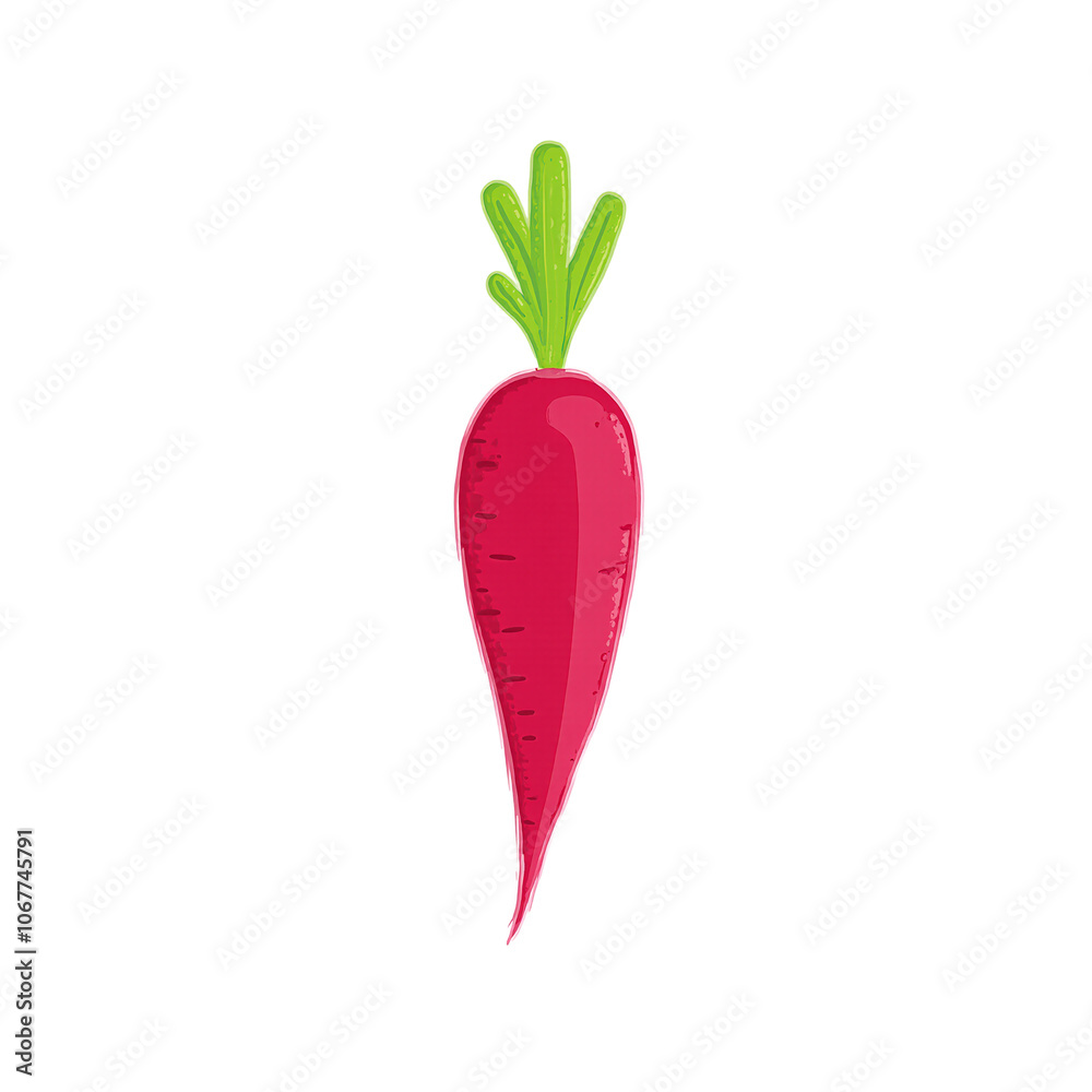 Fresh red radish with green stem on white background Fresh red radish with green stem on white background