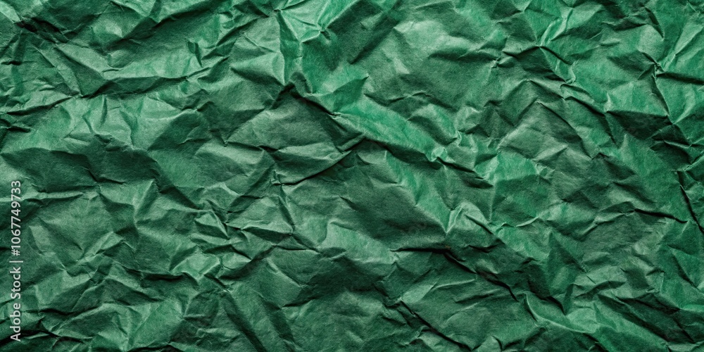 Fototapeta premium Seamless crumpled dark green kraft paper texture. Empty textured sheet, kraft paper, green, texture, crumpled, seamless, blank