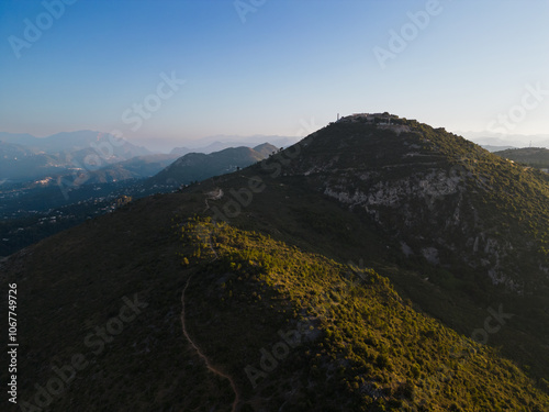 Mont Chauve de Tourrette in the south of France in the Alps on a summer morning, photo view from a drone. photo