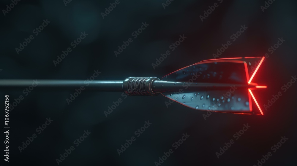 A futuristic arrow with a red glowing tip. AI. A futuristic arrow with a red glowing tip. AI.