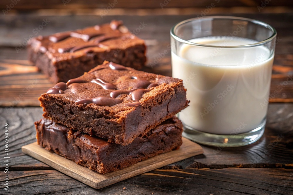 chocolate cake and milk, generative ai, ai generated chocolate cake and milk, generative ai, ai generated