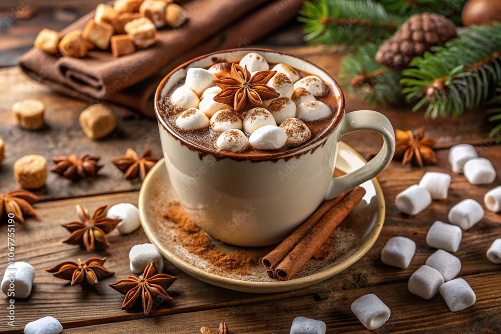 cup of coffee with chocolate and marshmallow cup of coffee with chocolate and marshmallow