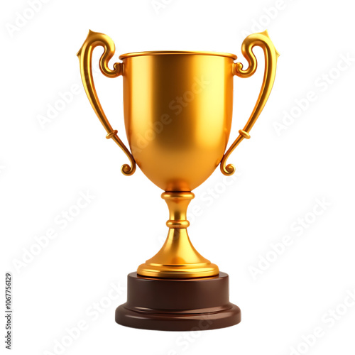 Gold trophy cup isolated on transparent background