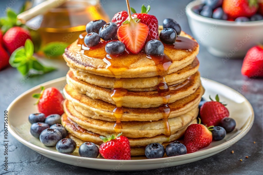 pancakes with berries, generative ai, ai generated pancakes with berries, generative ai, ai generated