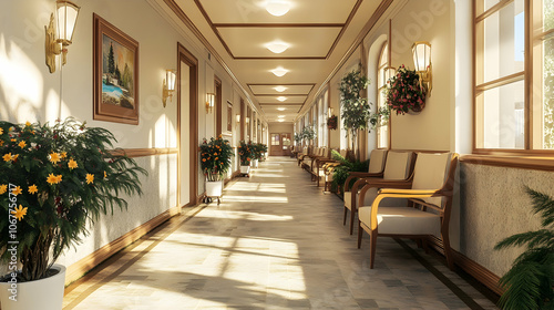 Wallpaper Mural Nursing home setting with a well-lit and neat corridor - Torontodigital.ca