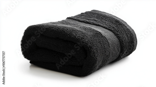 black towel isolated on white background photo