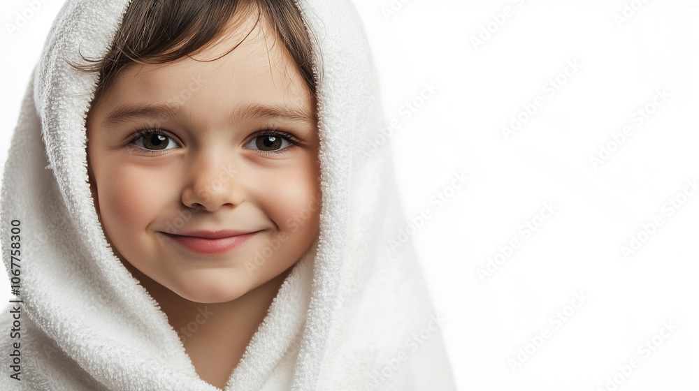 portrait of a child with towel on his head portrait of a child with towel on his head