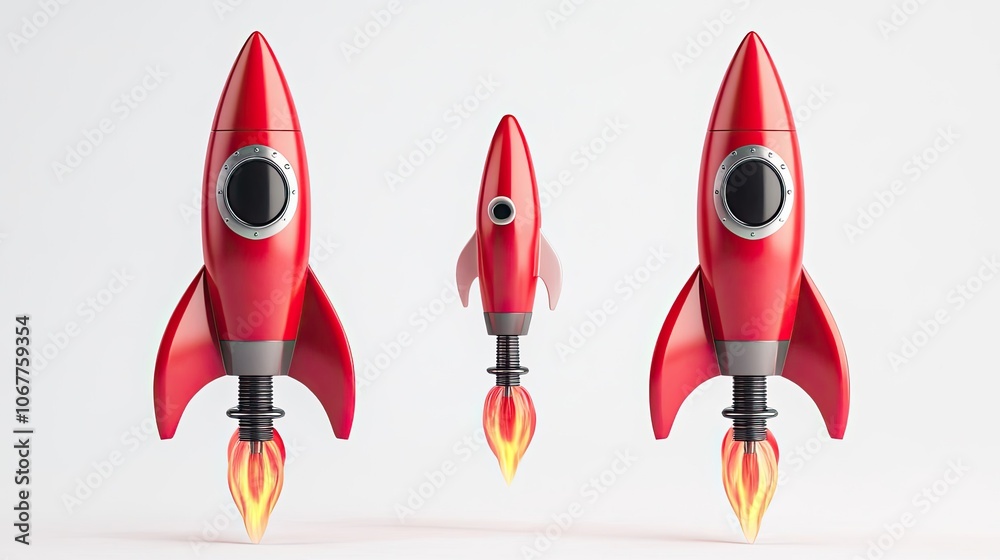 Red Rockets Launching With Flames at a Futuristic Exhibition Event Generative AI Red Rockets Launching With Flames at a Futuristic Exhibition Event Generative AI