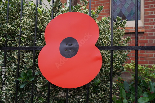 Decorative red poppy decoration for war remembrance.  photo