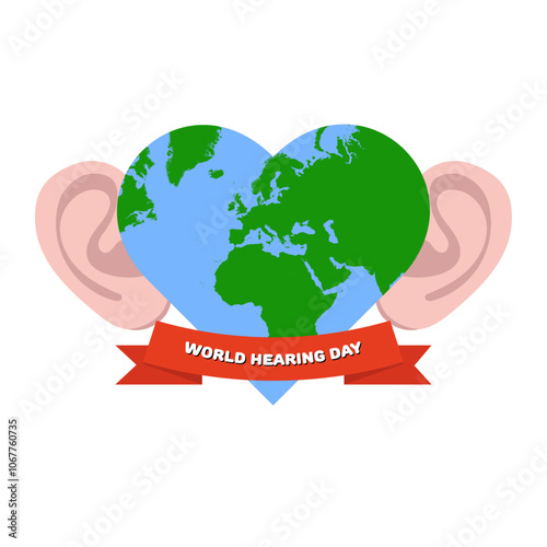 World Hearing Day poster with ears and Earth