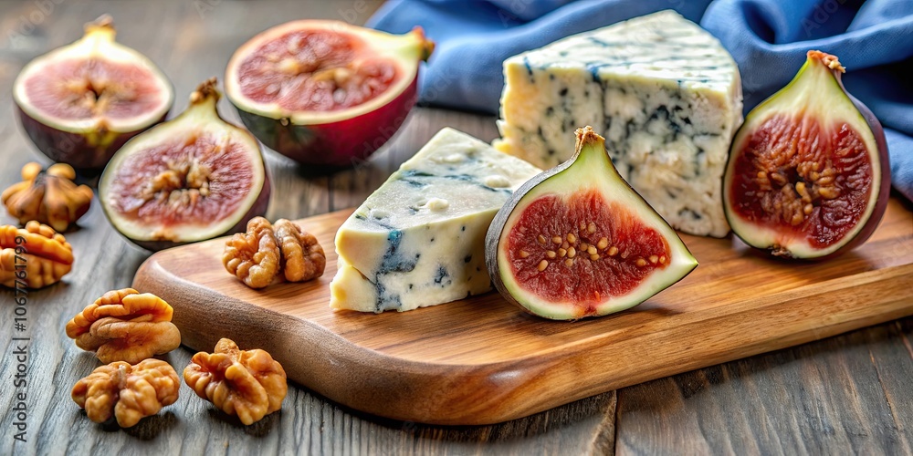 Appetizer board with blue cheese and figs, perfect for a tasty and healthy snack, appetizer, blue cheese, figs Appetizer board with blue cheese and figs, perfect for a tasty and healthy snack, appetizer, blue cheese, figs