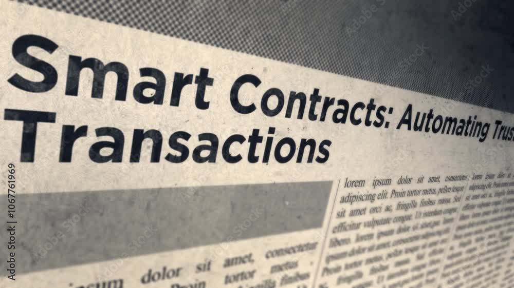 Smart Contracts Automating Trust and Transactions Title on Newspaper headline Style 02 Smart Contracts Automating Trust and Transactions Title on Newspaper headline Style 02
