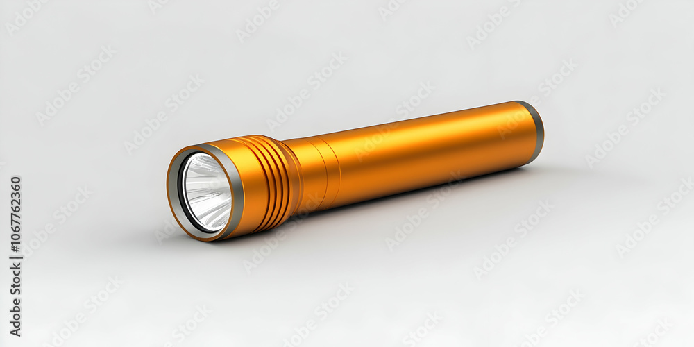 Orange flashlight isolated on a white background, suitable for product display . illustration Orange flashlight isolated on a white background, suitable for product display . illustration