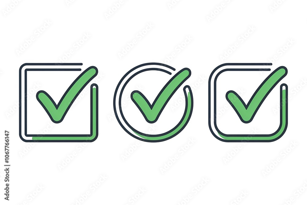 check box icon with correct, accept checkmark icons green tick box