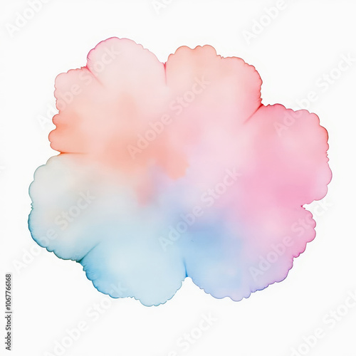 .Abstract watercolor stain in soft pastel pinks and blues on a light background. Delicate and airy texture, perfect for backgrounds, decor and design projects