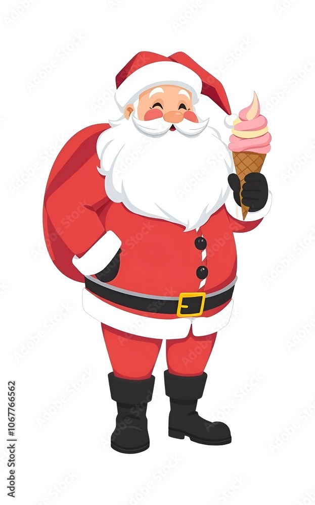 santa claus with ice cream illustration santa claus with ice cream illustration