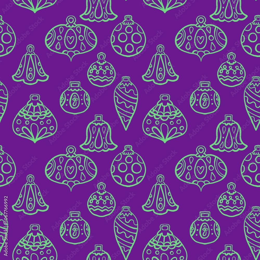 Christmas tree balls seamless winter toys pattern for wrapping paper and fabrics Christmas tree balls seamless winter toys pattern for wrapping paper and fabrics