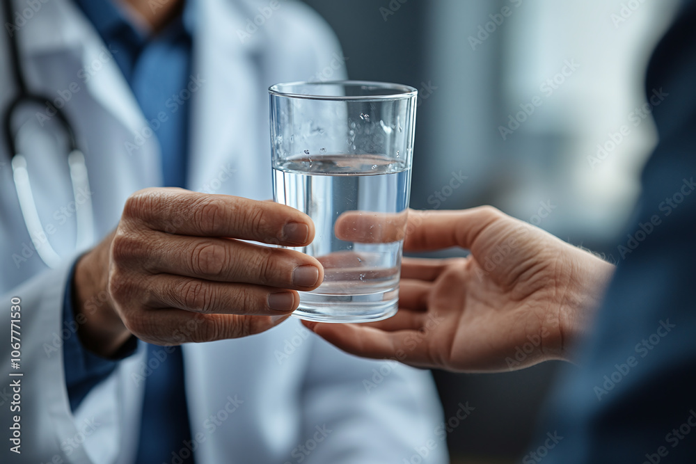 a therapist offering a glass of water to a distressed client. a therapist offering a glass of water to a distressed client.
