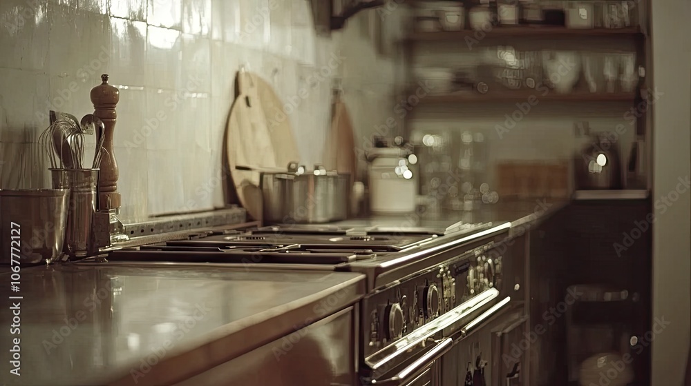 Cozy and Modern Kitchen with Cooking Equipment Cozy and Modern Kitchen with Cooking Equipment