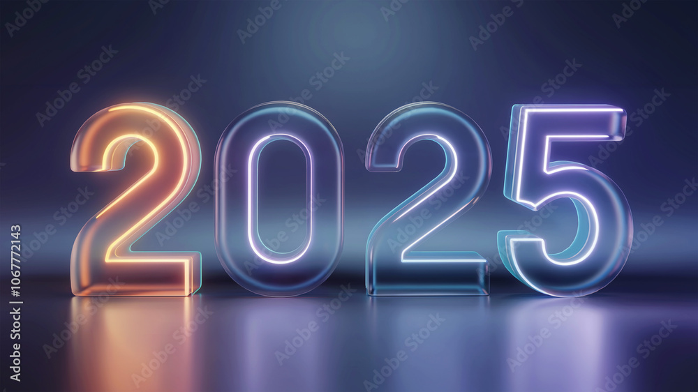 3d 2025 transparent glass text in bold digits with gradient color background 3d 2025 transparent glass text in bold digits with gradient color background