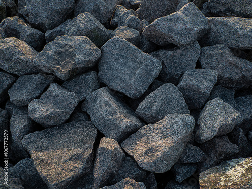 the artificial embankment or bank made of huge granite blocks