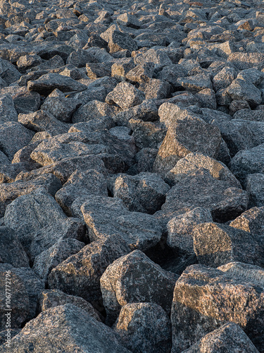 the artificial embankment or bank made of huge granite blocks
