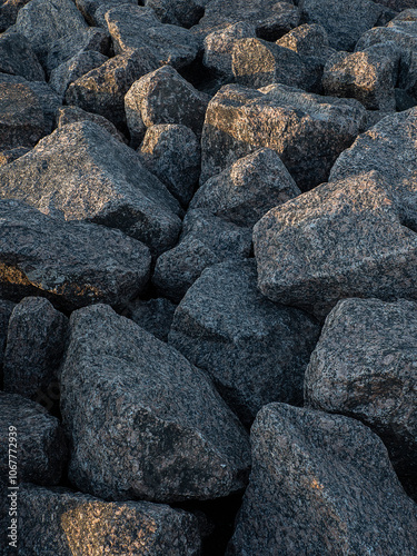 the artificial embankment or bank made of huge granite blocks
