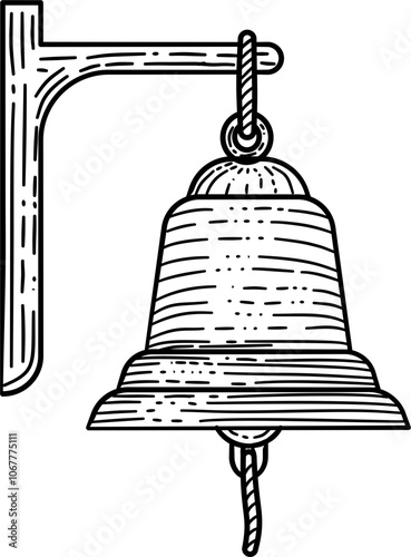 Vintage bells engraving style hand drawn vector illustration