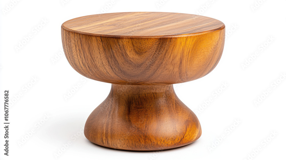 Product display for ads, short polished wood pedestal with modern look, perfect for any decor. Its unique shape and warm tones add elegance to any space Product display for ads, short polished wood pedestal with modern look, perfect for any decor. Its unique shape and warm tones add elegance to any space