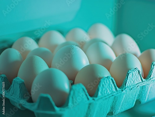 Fresh Dozen Eggs in a Carton photo