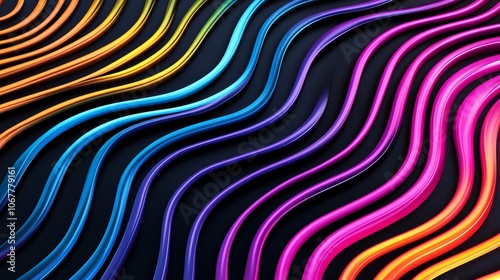 Pastel-colored zebra stripes flowing gently on a deep black background, creating a bold yet soft modern art design. Abstract zebra pattern, Modern pastel twist
