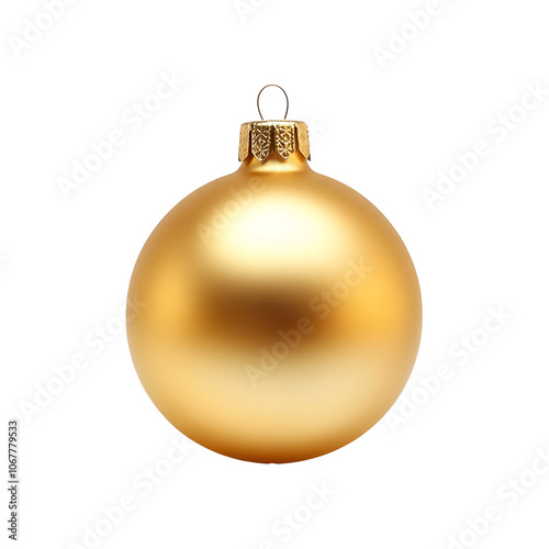 golden matte Christmas ball on a transparent background. New Year's design element