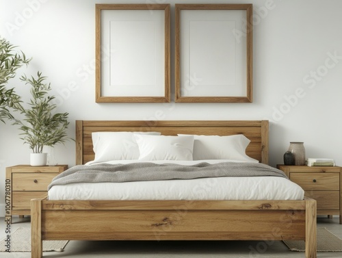 Modern Wooden Bed Frame in a Minimalist Decor