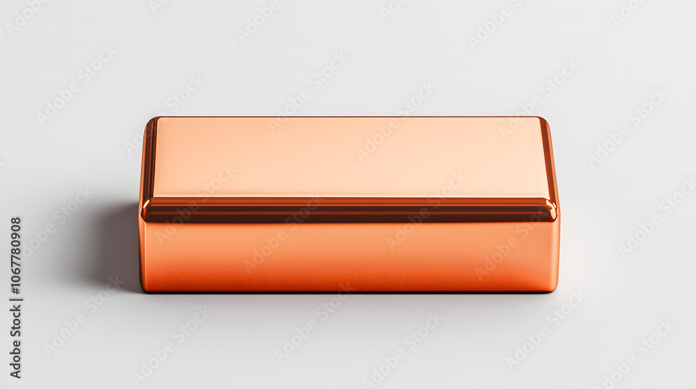 High-quality render of a shiny copper bar on white background High-quality render of a shiny copper bar on white background