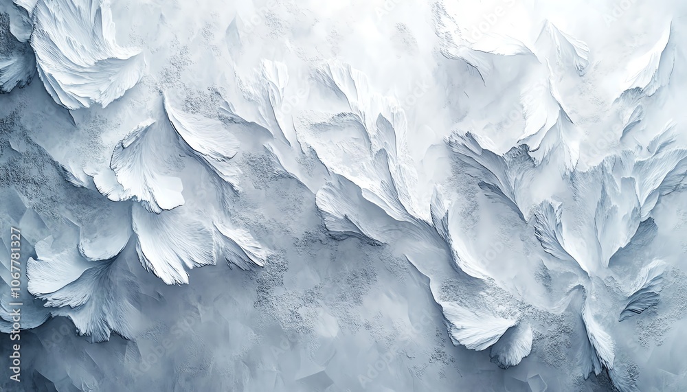 Obraz premium Stunning frost pattern showcasing unique ice formations, perfect for capturing the essence of winter weather concepts and holiday themes, elegant illustration