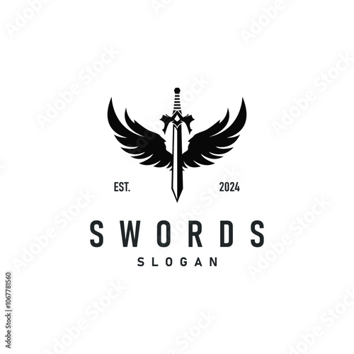 Black silhouette design logo sword war equipment impression blade power